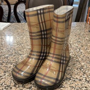 Burberry Kids Plaid Rain Boots - Beige and Black